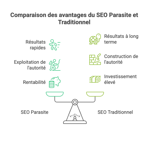 Comparaison des avantages du SEO Parasite et Traditionnel